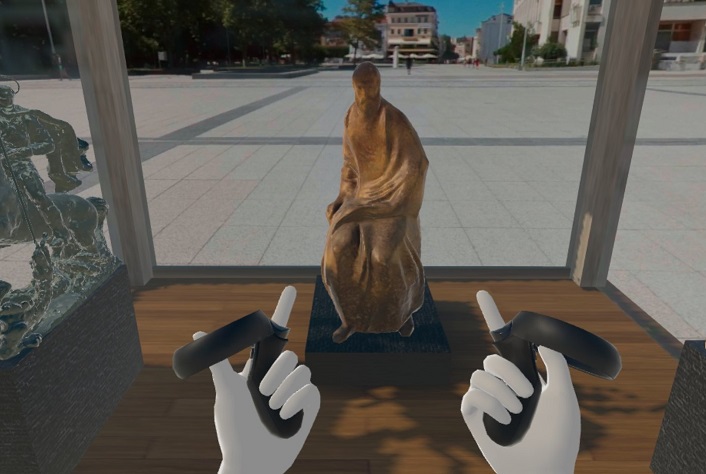 an artist in a virtual gallery