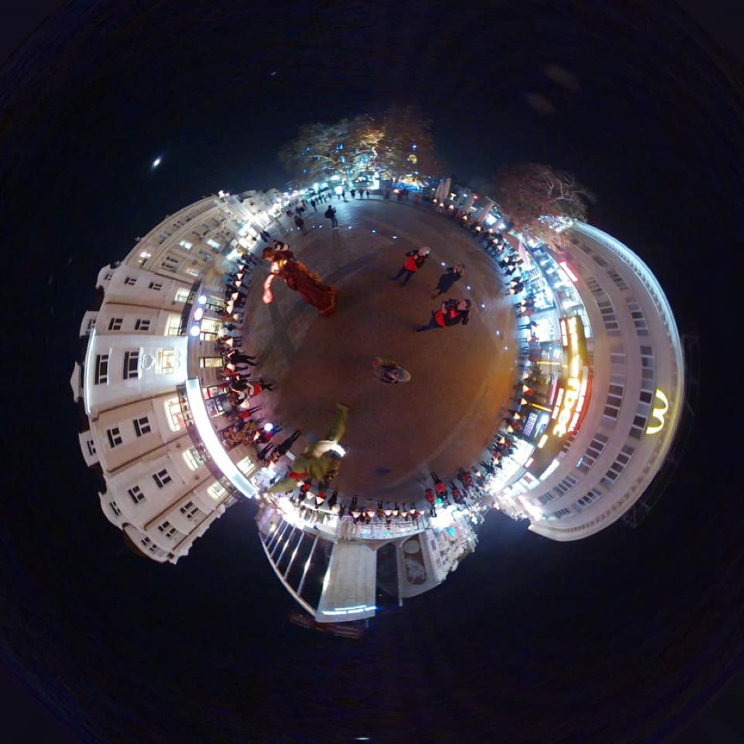 an aerial image of night plovdiv