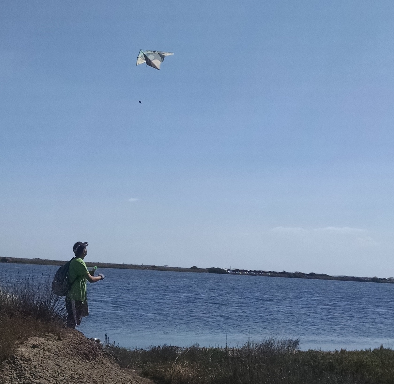 a man launching a kite