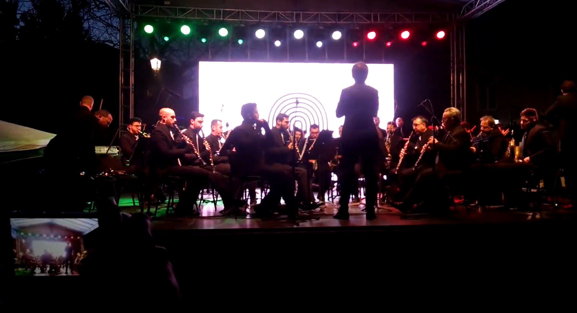 a wind orchestra performing